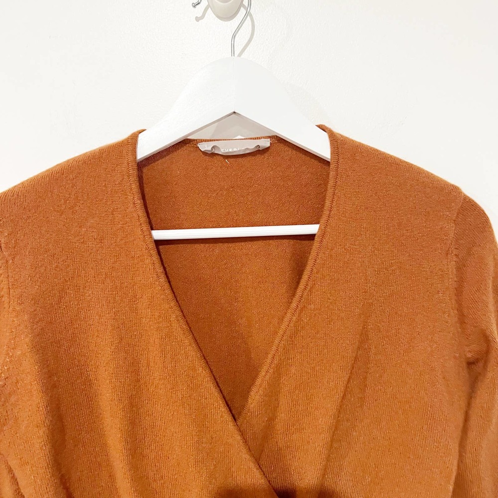 Everlane The Cashmere Wrap Pullover Pumpkin Acorn Orange Sweater Size Small - Picture 8 of 10